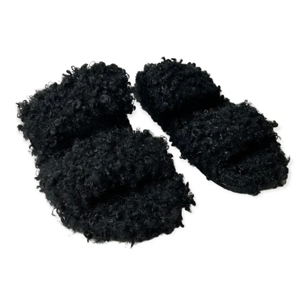 UBFEN  Black Boucle Orthotic Slippers 7